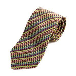 XMI Platinum Multicolor Pattern Stripe Silk Tie